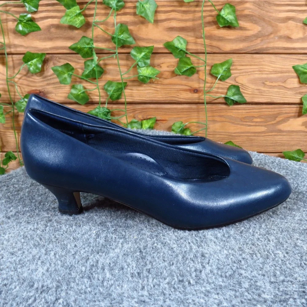 J.R. Bentley Flex Sole Womens Pump 7.5 Wide Dress Career Navy Blue